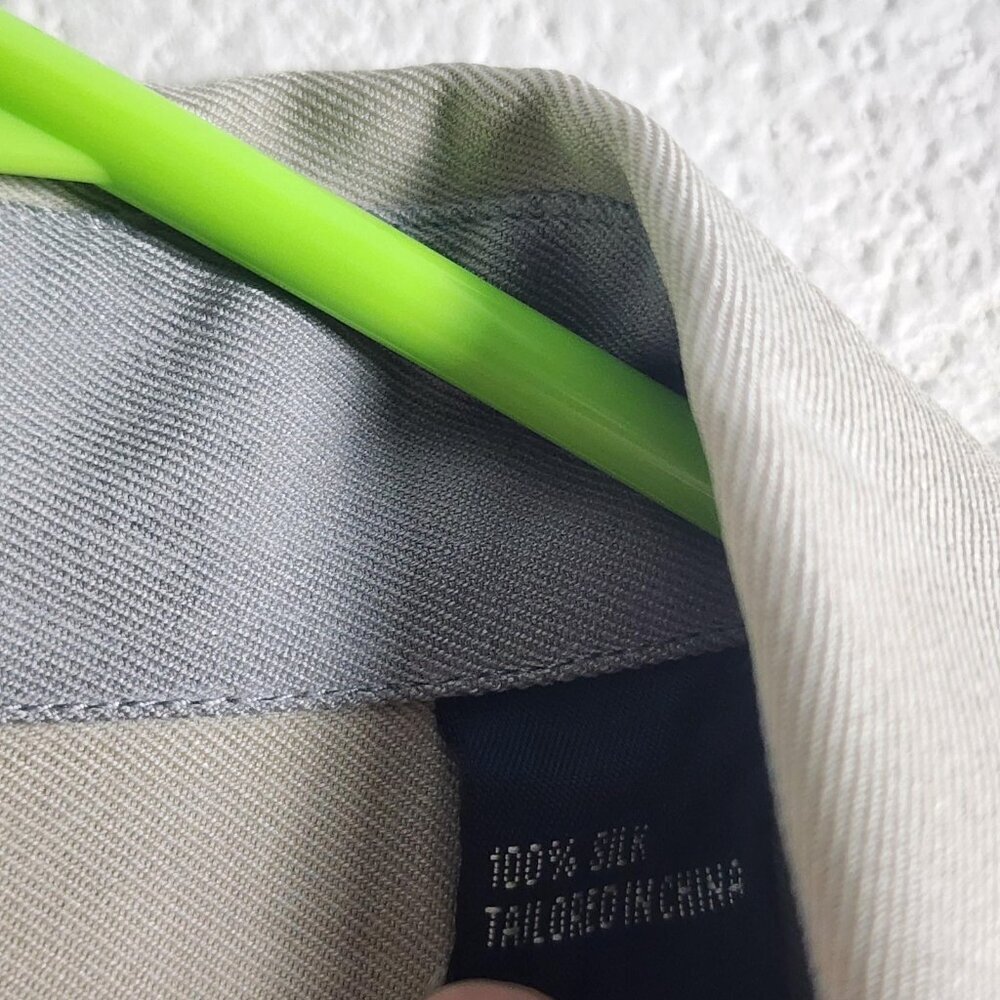 Nat Nast Shirt Mens XL Beige Gray Silk Camp Bowling Argyle Panel Short Sleeve - Picture 6 of 12